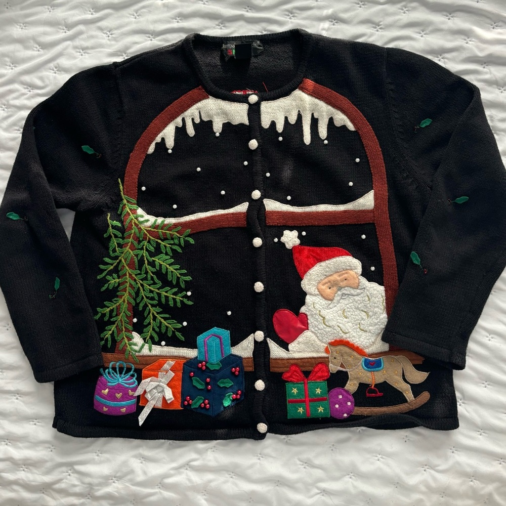 Vintage Christmas Sweater with Santa